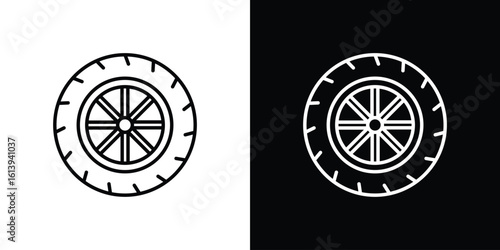 Tire icon logo vector designs. icon set in a black and white strokes