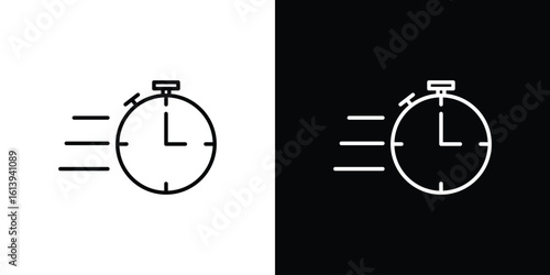 Time fast icon logo vector designs. icon set in a black and white strokes