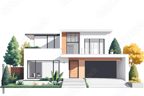 Stunning modern luxury home showcasing sleek architecture, expansive glass windows, and lush landscaping for upscale living.