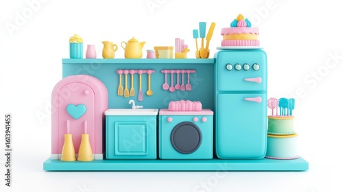 Colorful kitchen setup with playful appliances and vibrant decor, perfect for culinary creativity and fun.