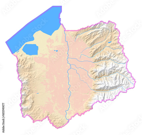 Map of the County Salt Lake (Utah, US) showing the isolated County with relief representation. No Lables.