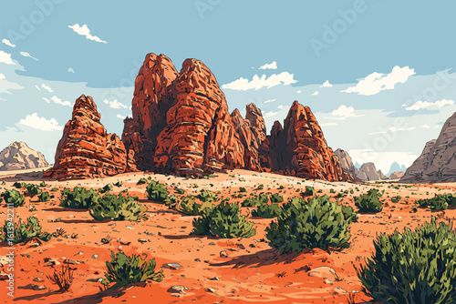 Rust-red Wadi Rum Desert Jordan isolated