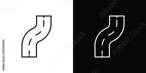 Road icon logo vector designs. icon set in a black and white strokes