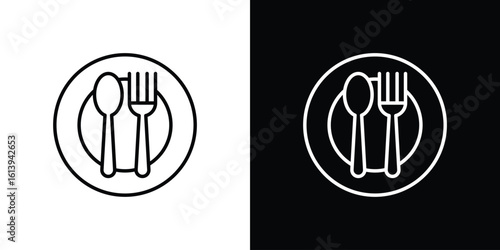 Restaurant icon logo vector designs. icon set in a black and white strokes