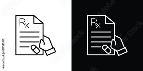 RX icon logo vector designs. icon set in a black and white strokes