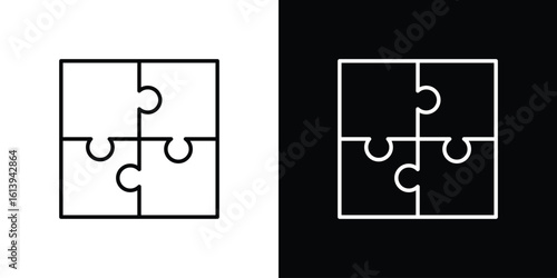 Puzzle icon logo vector designs. icon set in a black and white strokes