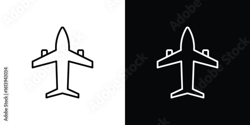 Plane icon logo vector designs. icon set in a black and white strokes