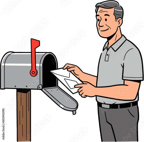 A man checking his mailbox for incoming mail.