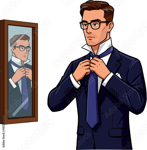 A man wearing a suit is getting ready to go to work.
