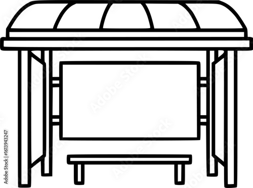 Bus stop shelter outline icon vector
