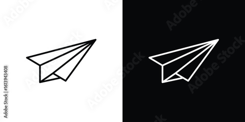 Paper plane icon logo vector designs. icon set in a black and white strokes