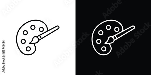 Palette icon logo vector designs. icon set in a black and white strokes
