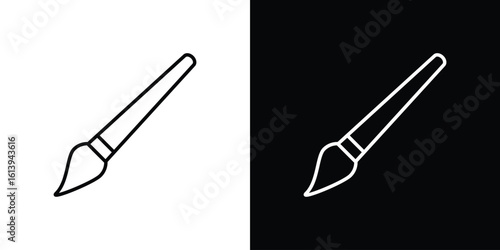 Paint brush icon logo vector designs. icon set in a black and white strokes