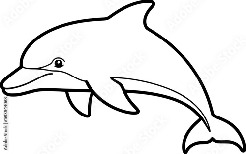 Bold line dolphin outline for kids coloring
