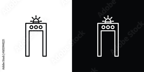 Metal detector icon logo vector designs. icon set in a black and white strokes