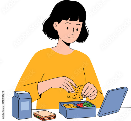 A woman preparing a healthy and delicious lunch in a bright setting.