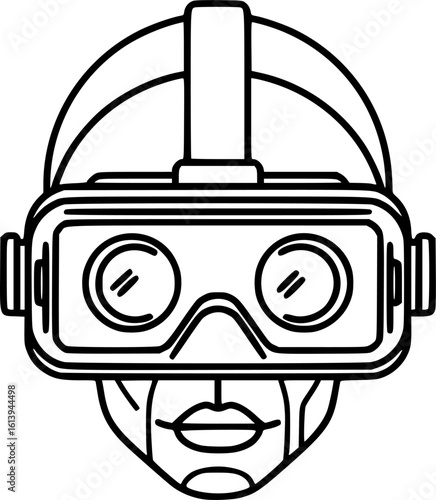 Vr headset outline icon vector
