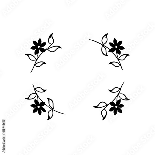  chic black   white floral border   hand drawn flo