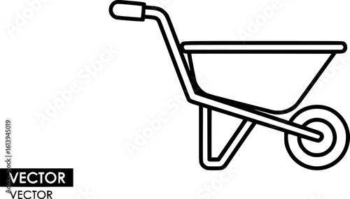 Wheelbarrow outline icon vector
