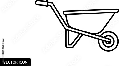 Wheelbarrow outline icon vector
