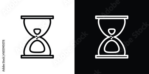 Hourglass icon logo vector designs. icon set in a black and white strokes