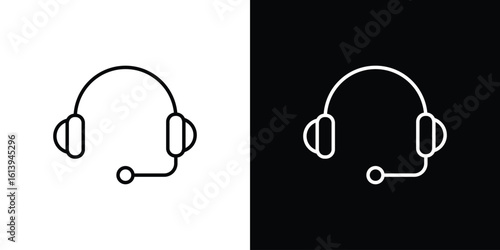 Headset icon logo vector designs. icon set in a black and white strokes