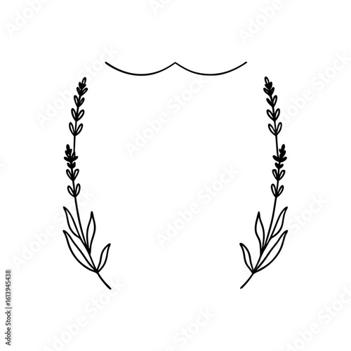 frame with hand drawn lavender sprigs  provencal f