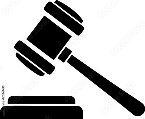 Court Decision Hammer Icon Line art Vector Illustration