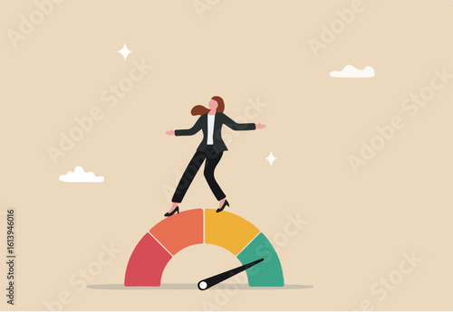 Productivity or work efficiency, employee performance or skill for work accomplishment, multitasking work or success talent concept, smart businesswoman on high performance handle multitasks.