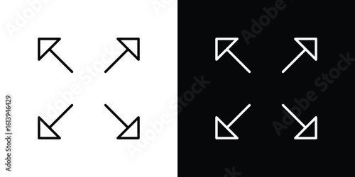 Expand icon logo vector designs. icon set in a black and white strokes