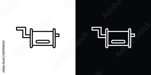 Exhaust pipe icon logo vector designs. icon set in a black and white strokes