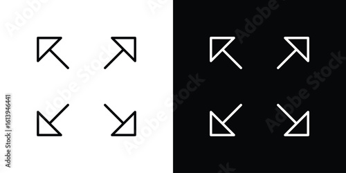 Expand arrows icon logo vector designs. icon set in a black and white strokes