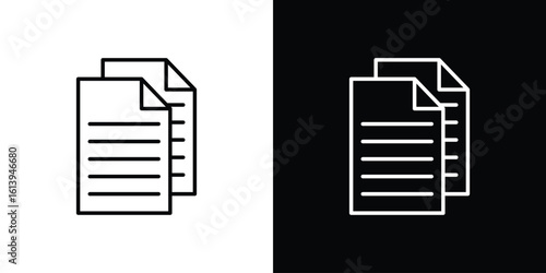 Duplicate icon logo vector designs. icon set in a black and white strokes