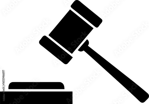 Judge's Hammer and Block Silhouette Graphic