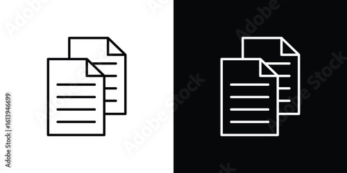 Duplicate icon logo vector designs. icon set in a black and white strokes