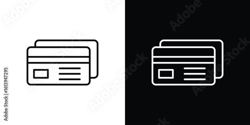 Credit card icon logo vector designs. icon set in a black and white strokes