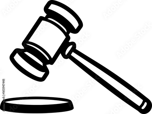 Auction or Court Hammer Outline Graphic