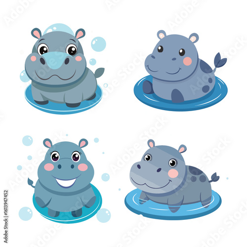 Wallpaper Mural A drawing of a funny vector Hippo illustration Torontodigital.ca