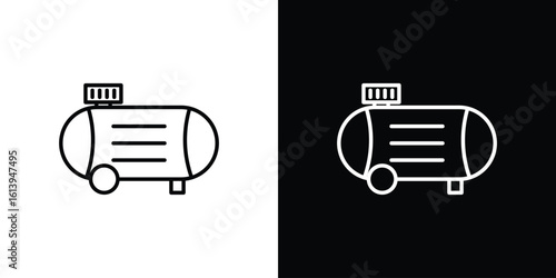 Compressor icon logo vector designs. icon set in a black and white strokes