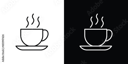 Coffee icon logo vector designs. icon set in a black and white strokes