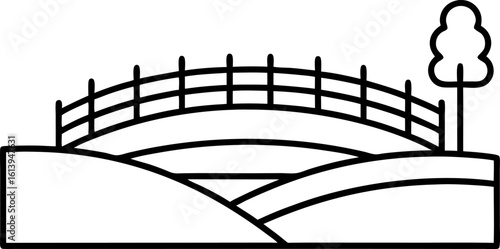 Land Plot with Fence Icon Line Art Vector Illustration