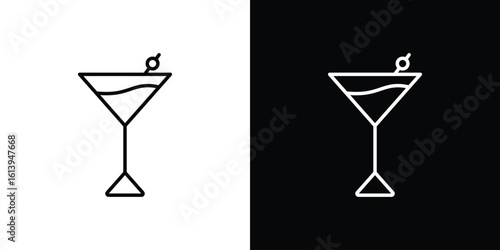 Cocktail icon logo vector designs. icon set in a black and white strokes