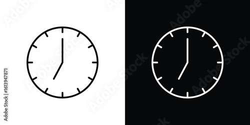Clock seven icon logo vector designs. icon set in a black and white strokes