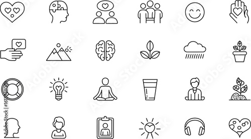 Mental Health Icons Support Personal Growth and Well-being