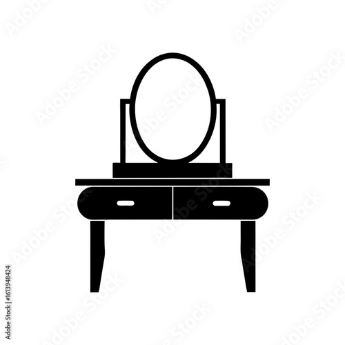 Modern vanity table silhouette shown in flat clean vector style for personal space decor