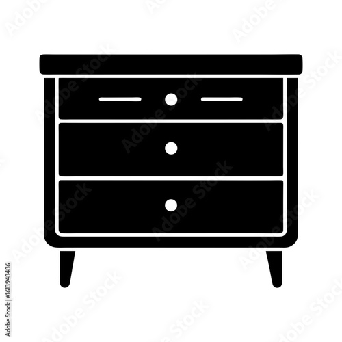 Flat silhouette of minimalist sideboard shown in clean modern home furniture vector design