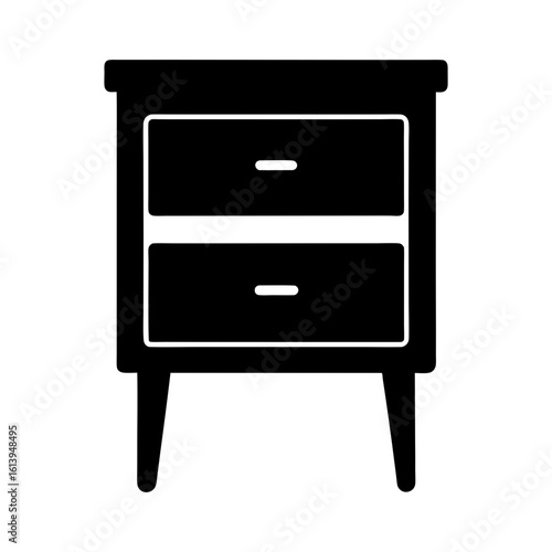 Nightstand with drawer silhouette shown in flat clean minimalist style for bedroom furniture  