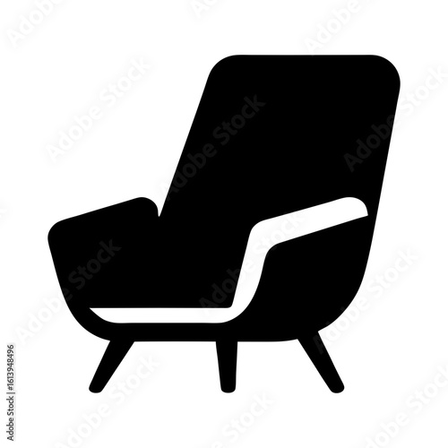 Recliner chair silhouette in cozy and clean style shown in minimalist home furniture vector  