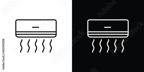 Air conditioner icon logo vector designs. icon set in a black and white strokes