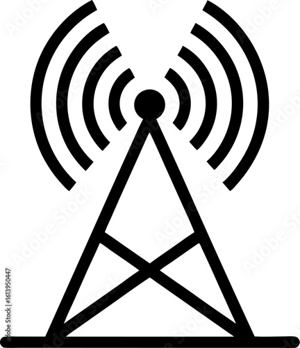 Radio Signal Icon Line Art Vector Illustration Black